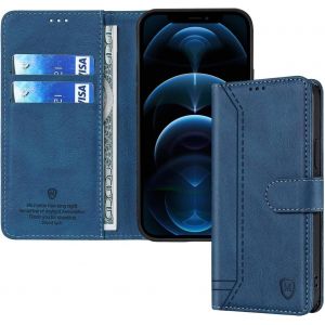 KAL-Coque Pour Redmi Note 13 Pro 4G Cuir Pu, Portefeuille Coque Pour Redmi Note 13 Pro 4G Etui Magn&eacute;tique Flip Case Avec Fonction Support Fente Carte Housse 360 Degr&eacute;s Antichoc Protection(Bleu) - Neuf