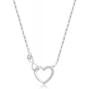 Kal-Collier Femme En Argent Sterling 925, Pendentif C?ur Infini Avec Zirconium Cubique | Bijou Élégant Pour Anniversaire, Mariage Ou Saint-Valentin - Neuf