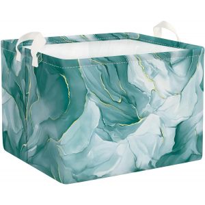 Letnerny-Panier Rangement Marbre Corbeilles À Linge Sale Femme Filles Pour Vêtements Boite De Rangement Jouets Pour Salle De Bain Chambre À Coucher, Vert, 40 * 30 * 30 Cm - Neuf