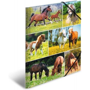 19342 Tierwelten Pferdewiese Children's Folder A4 Elastic Cardboard With Inner Printing And Elastic Band,Sturdy Cardboard Document Holder For Boys And Girls - Neuf