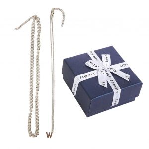 Collier W Style Retro Hip-Hop En Alliage Argente, Chaine Legere Avec Pendentif Pour Homme Et Garcon - Neuf