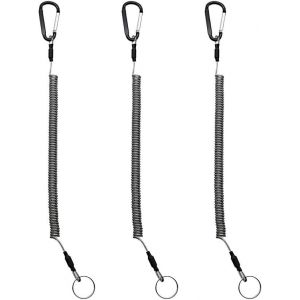 KAL-3 Pi&egrave;ces Porte-Cl&eacute;s En Spirale, Porte-Cl&eacute;s Extensible, Porte Clef Extensible Avec Mousqueton, Lani&egrave;re De P&ecirc;che, Porte Cl&eacute; Spirale De P&ecirc;che, Kayak, Camping Et Chasse, Lani&egrave;re &Agrave; Ressort Spirale - Neuf