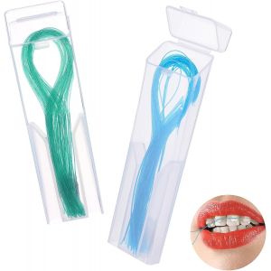 100 X Floss Threaders For Deep Cleaning,Dental Braces,Bridges,Implants,Oral Care (Green) - Neuf