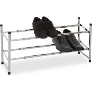 Kgabery-Housewares Étagère À Chaussures Extensible 2 Niveaux Chromé 113cmxd23xh36 - Neuf