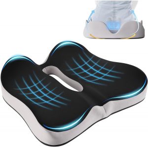 SUBZONAL-Coussin Coccyx Chaise Bureau Ergonomique Assise Sciatique Siege Fauteuil Cass&eacute; Voiture Kyste Memoire de Forme Hemorroides Gaming Fesses Hemorroidectomie Confort Anti Escarres Fessier Douleur - Neuf