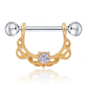 1 Piercing Corporel En Acier Chirurgical, Anneau De Teton, Strass, Barre En Forme De U, Bouclier D'haltere - Neuf