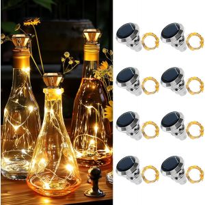 KAL-Guirlande Solaire Bouteille, Lot De 8 Bouchon Led Bouteille Solaire, 2M 20Leds Guirlande Lumineuse Bouteille, Guirlande Bouteille Bouchon Pour Bouteille De Bricolage,Décoration - Neuf