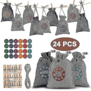 24 Pcs Cadeau De No&euml;l Sacs Craft Jeu Avec L'Arriv&eacute;e Des Num&eacute;ros Autocollants - Neuf