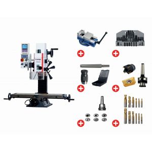 Perceuse-fraiseuse X 480 Y 175 mm Z 280 mm CM2/M10 0,85 kW 230V + accessoires indispensables Torros PACK PF20LD - Neuf
