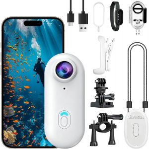 Mevronisshop-Mini Cam&eacute;ra Sport 4k Wifi,Camera Action Magn&eacute;tique Ip68 &Eacute;tanche &Agrave; 30m,Cam&eacute;ra Pov Objectif Grand Angle De 120&deg;,Batterie De 800 Mah Convient Pour V&eacute;lo,Surf,Ski,Alpinisme,Randonn&eacute;e,Voyages, - Neuf