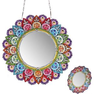 Ayuhr-Luter Miroir Peinture Diamant Kit, Kit Miroir Peinture Diamant Spécial Mandala Miroir Maquillage Diamant Bricolage Peinture Miroir Diamants Pour Filles Femmes Arts Artisanat Cadeaux - Neuf