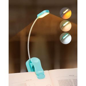 Eryi-Lampe De Lecture 8 Led, Lampe Pince Usb Rechargeable Avec 360° Flexible Col De Cygne, 3 Couleurs (1800k/4000k/6000k), Dimmable En Continu, Protection Des Yeux Pour Lire Au Lit, Bleu - Neuf