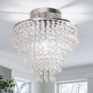 KAL-11,8 Pouces Lustre En Cristal Plafonnier Encastré Pour Couloir Cuisine Chambre À Coucher Or - Neuf