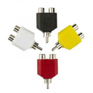 4 Pcs/lot RCA Y Splitter AV Audio Video Plug Converter 1 mâle à 2 femelle Kit d'adaptateur Lotus Color AV Jack RCA Plug To Double - Neuf