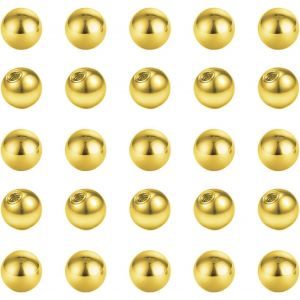 Nbgcm-25pcs Or Boule De Remplacement Pour Bijoux Piercings 14g 16g 3/4/5/6mm Piercing Boule Lèvre Piercing Septum Sourcils Helix Oreille Piercing Téton Mamelon Piercing Langue Nombril Piercing - Neuf