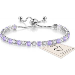 Bracelet Argent Tennis Flash 5a Zircon Cristal Bracelet R&eacute;glable Bracelet Avec Carte Cadeau Pour Amis M&egrave;re Femme - Neuf