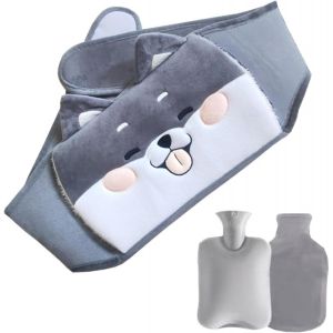 JGD-Bouillotte Eau Chaude, Bouillotte Regles Douloureuses, 3 en 1 Bouillotte Ceinture, Bouillottes avec Housse en Peluche Douce, Ventre Peluche, pour Chauffe Main &eacute;paule Dos,Gris - Neuf