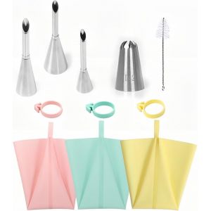 Kal-Rose Flower Outils De Décoration De Gâteaux, 11 Pièces Patisserie Accessoire, 3 Pcs Poches À Douilles Réutilisable, 3 Pcs Buses De Pâtisserie En Acier Inoxydable, Fournitures De Pâtisserie - Neuf