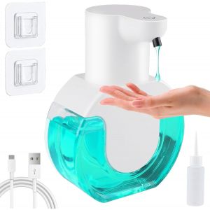 KAL-Distributeur De Savon Automatique, 420Ml Distributeur Savon Mural Automatique Usb Rechargeable Ipx5 Étanche Pour Cuisine, Salle De Bain- Blanc(Liquide) - Neuf