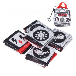 Lot De 26 Livres En Tissu Pour Bebe Avec Sac Fourre-Tout, Cartes Puzzle En Tissu Doux, Jouets Educatifs Precoces, Noir, Blanc, Rouge - Neuf