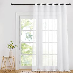 Eryi-Rideaux Voilages Grande Largeur - Voilage Blanc Avec ?illets Pour Salon Maison Chambre Fenêtre Draperies Intérieurs Semi-Transparent, Largeur 200 X Hauteur 245cm, 1 Pc - Neuf