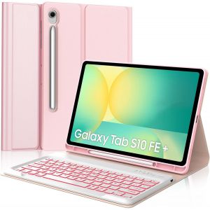 Coque Clavier Pour Samsung Galaxy Tab S10 Fe+ Plus 13.1"" 2025, Clavier Rétroéclairé 7 Couleurs Azerty Français Bluetooth Détachable, Étui Avec Bluetooth Keyboard Pour Samsung Tab S10 Fe Plus[Z415] - Neuf