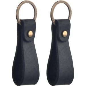 CAUC-Porte-Cl&eacute;s en Cuir Veritable Qualit&eacute;, 2Pcs Porte-Cl&eacute;s avec Lani&egrave;re en Cuir et Boucle de Cuivre, Anneaux Porte Cl&eacute; de Voiture Sangle en Cuir pour Homme Femme - Neuf