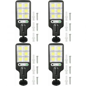 Lot de 4 lampes murales solaires LED avec d&eacute;tecteur de mouvement pour la s&eacute;curit&eacute; et l'&eacute;clairage ext&eacute;rieur - Neuf
