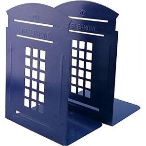 1 paire nostalgique Londres cabine téléphonique serre-livres style britannique serre-livres en métal pour étagères bibliothèque serre-livres fin de livre cadeaux (bleu) - Neuf