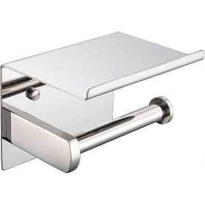 Porte-rouleau de papier toilette,acier inoxydable Sus 304,chrome poli,porte-papier toilette moderne avec étagère pour téléphone,accessoire de cuisine de salle de bain F928-03B - Neuf