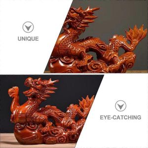 Statue de dragon chinois 2024 zodiaque chinois brun - Neuf