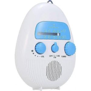 Mini radio de douche AM/FM avec haut-parleur et antenne int&eacute;gr&eacute;s, &eacute;tanche, fonctionne sur batterie, pour salle de bain - Neuf