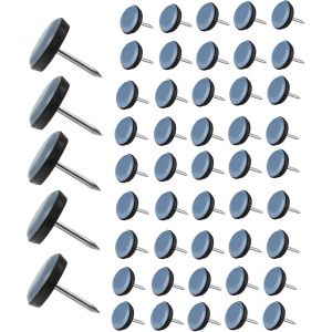 ASFASFq-50 Pièces Patin Chaise Teflon à Clouer 19mm Ronde Patins de Meubles en Teflon PTFE Patin de Chaise avec Clou Teflon Patins de Chaise Feutre à clouer pour Chaise Canapé Bureau Table - Neuf