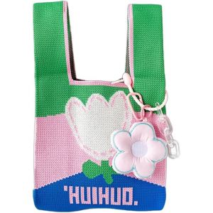 SJZG-Sac &Agrave; Provisions En Tricot Pour Femme, Sac &Agrave; Main En Tricot Fait &Agrave; La Main Pour Femme, Mini Sac &Agrave; Main &Agrave; Noeud, Sac &Agrave; Main Portable, Sac &Agrave; Bandouli&egrave;re Tiss&eacute; - Neuf