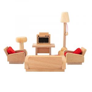 1 Ensemble De Jouets De Meubles D&eacute;licats En Bois, Jouet De R&ocirc;le Pour Enfants &Eacute;ducatif (Salon) - Neuf