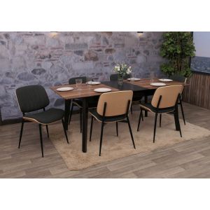 Lot de 6 chaises de salle &agrave; manger HWC-O44, chaise de cuisine, bois courb&eacute;, tissu (370 g/m&sup2;) &Ouml;ko-Tex MVGnaturel, gris fonc&eacute; - Neuf