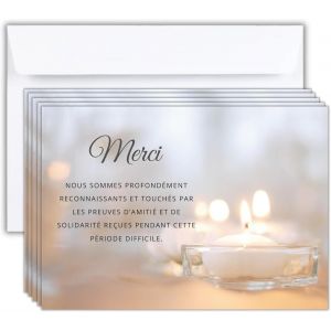 Mevronisshop-Lot De 50 Cartes + 50 Enveloppe Blanches - Cartes Remerciement Deuil - Condol&eacute;ances D&eacute;c&egrave;s Obs&egrave;ques Ou Enterrement - Papier Mat De Qualit&eacute; Format Carte Postale (14,8 X 10,5 Cm) - Design S - Neuf