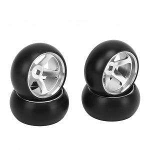 Lot de 4 pneus et roues RC en alliage d'aluminium pour Wltoys K989, K969, P939, 28413, 1/28, en titane - Neuf