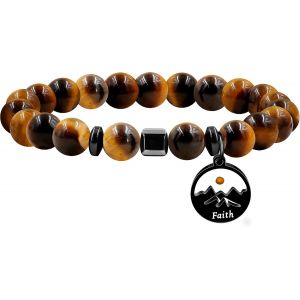 Kal-Bracelet De Perles En Pierre Naturelle De 8 Mm Avec Breloques En Graines De Moutarde Pour Homme Et Femme - Neuf