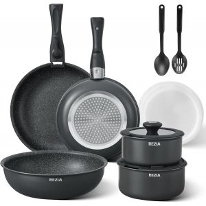 Jexnovashop-Batterie De Cuisine Antiadhésive Avec Poignées Amovibles Et Poêles À Induction, Poêles À Frire Empilables Pour Camping-Car - Neuf