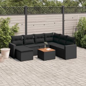 Prolenta Premium - Salon De Jardin 8 Pcs Avec Coussins Noir R&eacute;sine Tress&eacute;e - Neuf