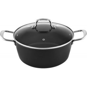 Subzonal-Casserole De 28 Cm Avec Couvercle, Capacit&eacute; De 6,2 L, Rev&ecirc;tement Antiadh&eacute;sif, Va Au Lave-Vaisselle, Va Au Four, Fond &Agrave; Turbo-Induction, Noir/Argent, Vg Pot 3020 - Neuf