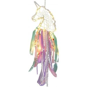 Eryi-1 Pinces Attrape Rêve Licorne Lumineux Led, 55cm Decoration Chambre Fille Fait Main Lumineux Attrapeur De Rêves Plume, Attrape Reve Enfant - Neuf
