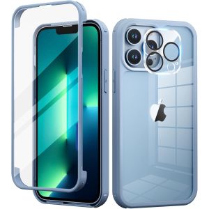 Eryi-Coque Pour Iphone 13 Pro 6,1 Pouces, Antichoc Housse Avec Verre Trempé Protection Écran +[9h Dureté Caméra Arrière Protecteur] Full Body Protection Integrale Bumper Rubuste Etui - Bleu - Neuf