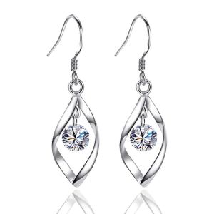 Boucles D'oreilles En Argent Sterling 925 Boucles D'oreilles Diamant Faites &Agrave; La Main,Boucles D'oreilles Lin&eacute;aires Pour Les Femmes Filles (Forme Tournante) - Neuf
