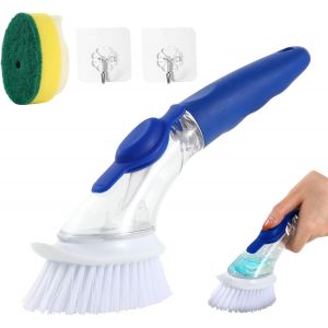 Chenquansarl-À Vaisselle Avec Distributeur De Liquide Vaisselle, 2 Têtes De De Rechange, Sans Abrasion, Pour Vaisselle, Casseroles, Éviers De Cuisine, Avec 2 Crochets, Bleu - Neuf