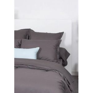 Taie D'oreiller - Cote Deco - Unie - Coton 100% - 50x70 Cm - Gris Éléphant - Neuf