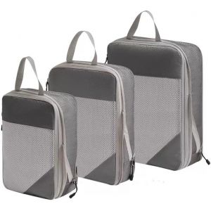 Lot De 3 Cubes De Rangement Pour Val , Sacs &Agrave; V&ecirc;tements, Sacs De Rangement, Sacs &Agrave; Linge, Pour Vacances Et Voyages (Noir/Gris, 3 Pi&egrave;ces) - Neuf