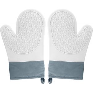 LORANKA-2PCS Gant Cuisine,Gants de Cuisine Une Surface Antid&eacute;rapante en Silicone, Int&eacute;rieur en Coton, Gants Cuisine R&eacute;sistant &agrave; la Chaleur,Gant pour Four de Cuisine,Gris - Neuf