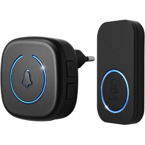 KALANKA-Sonnette sans Fil Exterieur Etanche, 300M Sonnette Longue Port&eacute;e Electronique, Kit de Carillon avec R&eacute;cepteurs Enfichables, 60 M&eacute;lodies au 5 Niveaux Volumes pour Maison, Bureau, H&ocirc;tel, Urgenc - Neuf